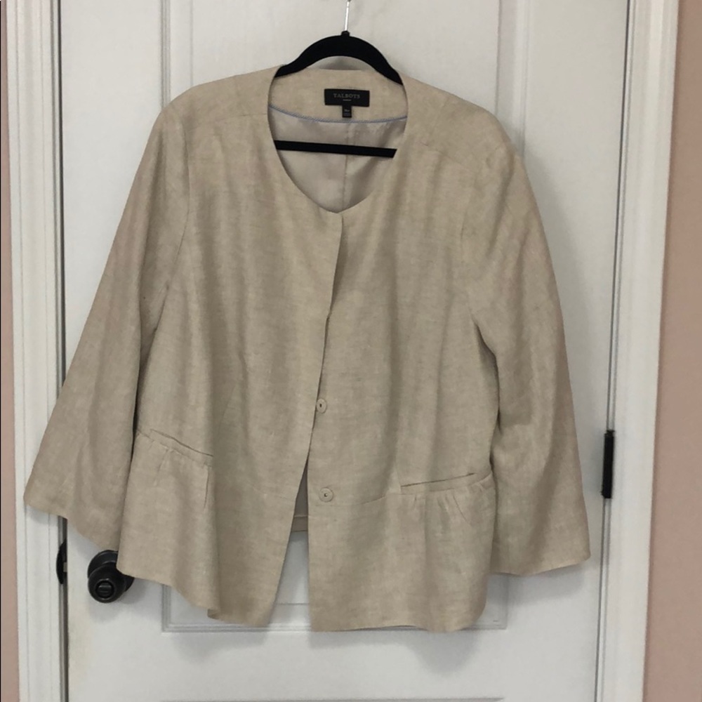 Beige linen Talbots summer blazer 18w